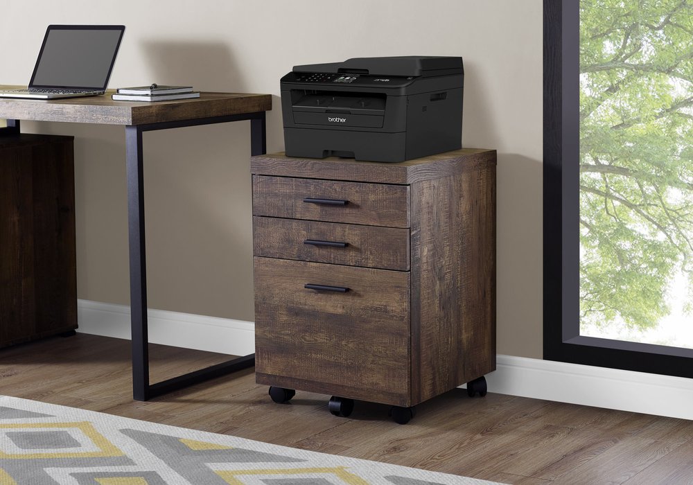 25" Grey Particle Board And Wood Filing Cabinet With Drawers HomeRoots