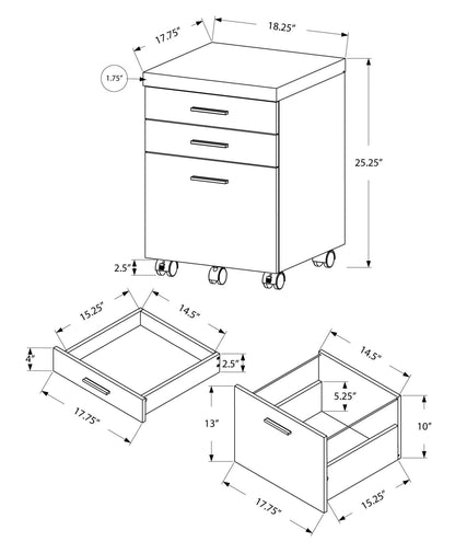 25.25" Particle Board And Mdf Filing Cabinet With 3 Drawers - FurniFindUSA