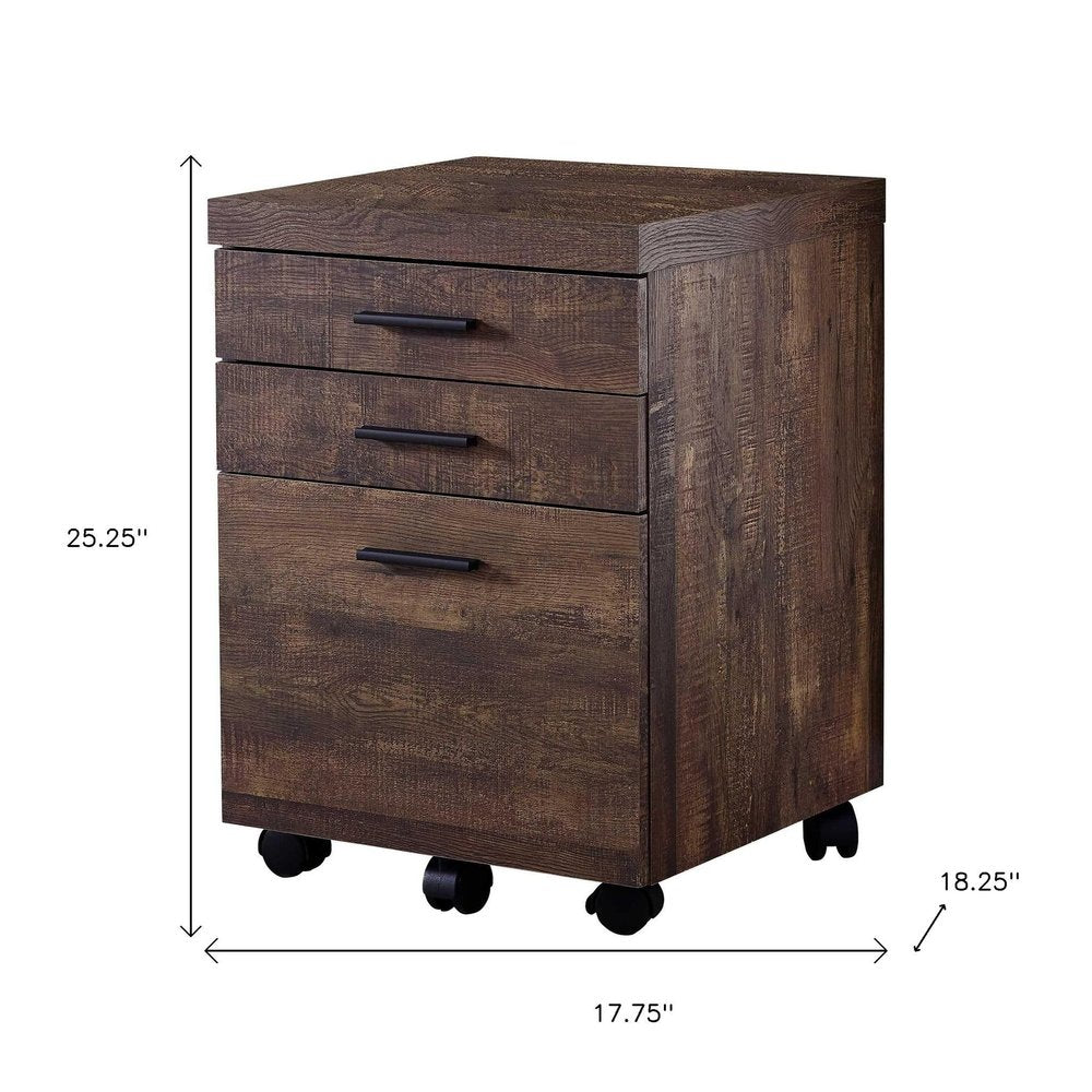 25" Grey Particle Board And Wood Filing Cabinet With Drawers HomeRoots