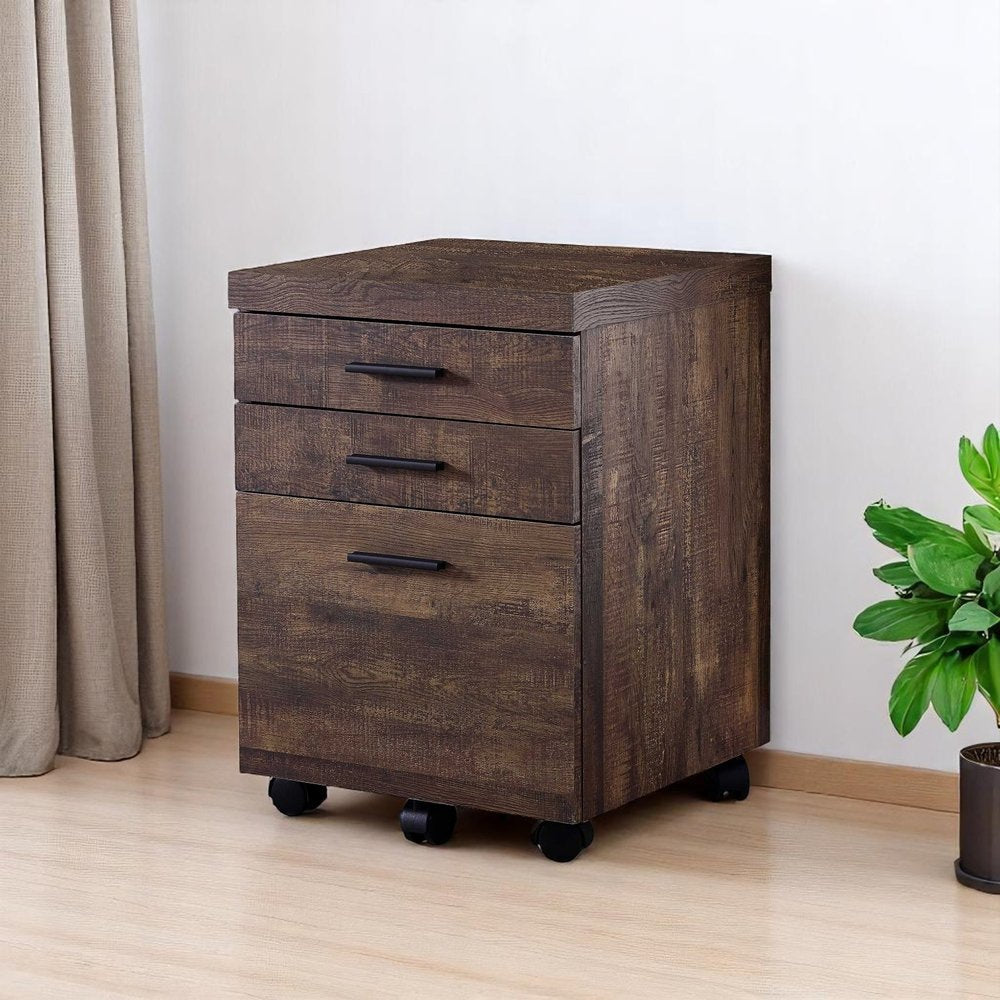 25" Grey Particle Board And Wood Filing Cabinet With Drawers HomeRoots