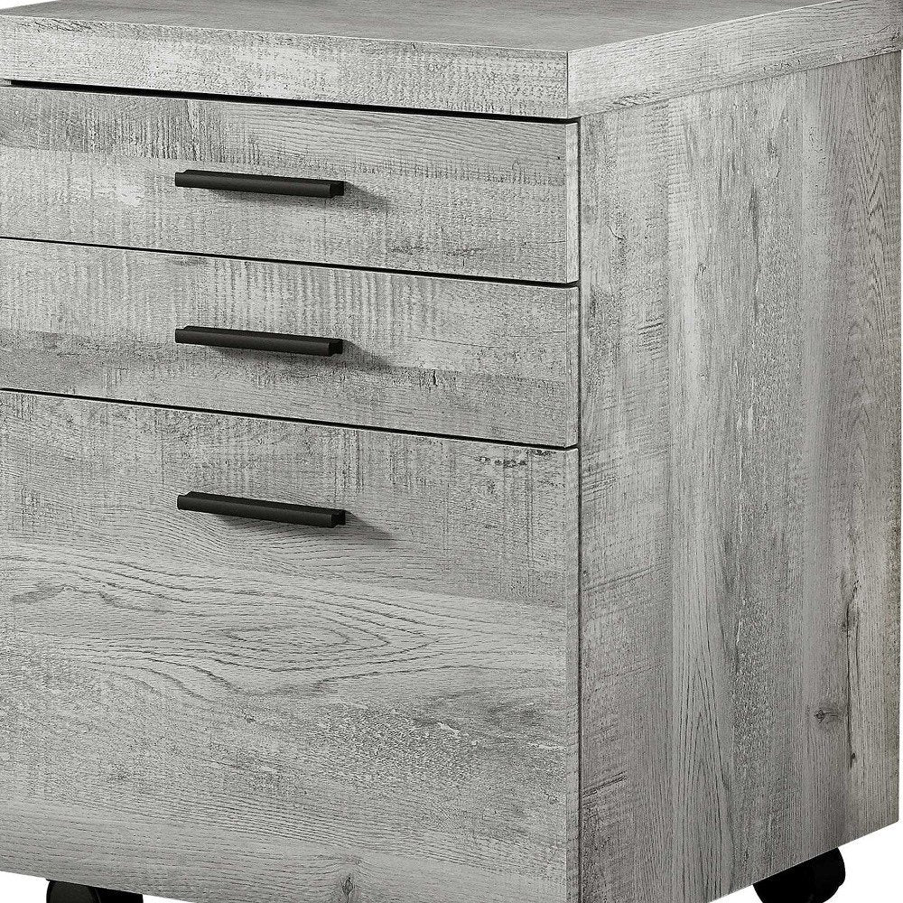 25" Grey Particle Board And Wood Filing Cabinet With Drawers HomeRoots