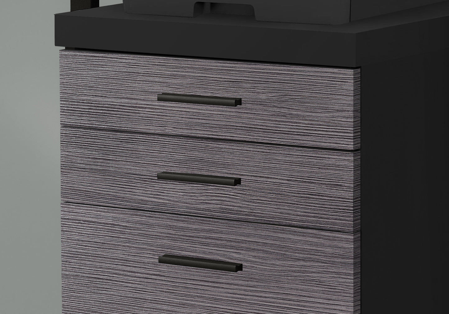 17.75" X 18.25" X 25.25" Black Grey Particle Board 3 Drawers  Filing Cabinet