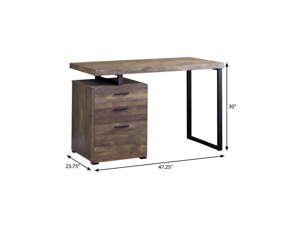 47" Brown and Black Computer Desk With Three Drawers HomeRoots