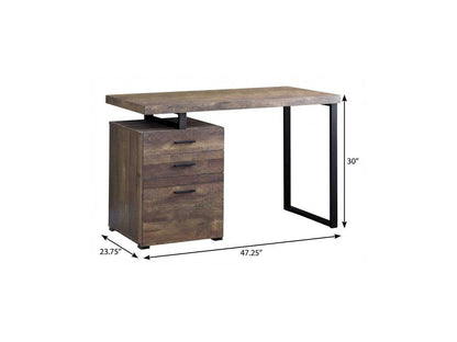 47" Brown and Black Computer Desk With Three Drawers HomeRoots