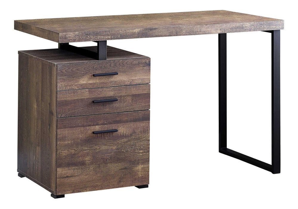 47" Brown and Black Computer Desk With Three Drawers HomeRoots