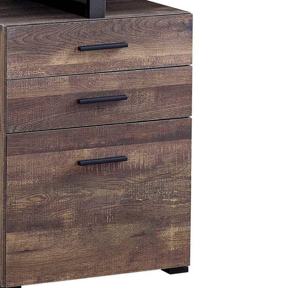 47" Taupe and Black Computer Desk With Three Drawers HomeRoots