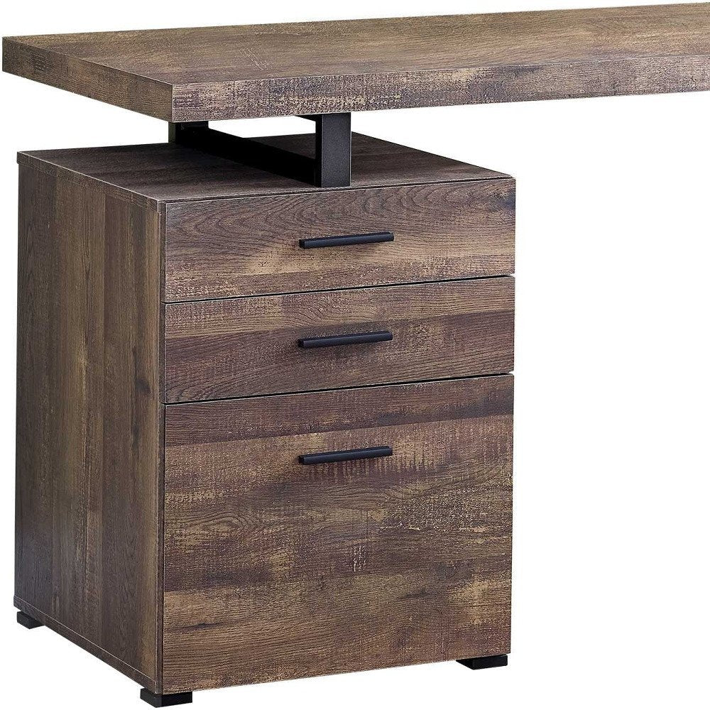 47" Brown and Black Computer Desk With Three Drawers HomeRoots