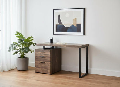 47" Brown and Black Computer Desk With Three Drawers HomeRoots