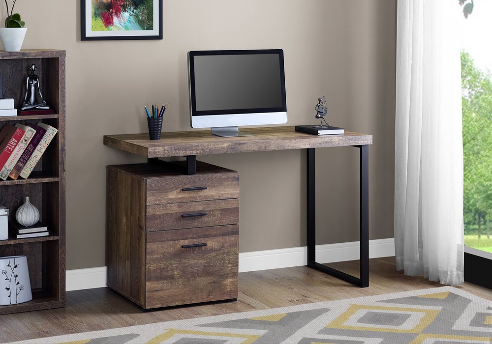 47" Taupe and Black Computer Desk With Three Drawers HomeRoots