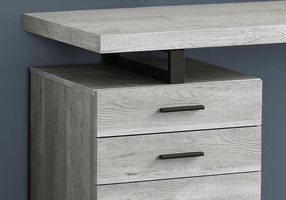 47" Gray and Black Computer Desk With Three Drawers HomeRoots