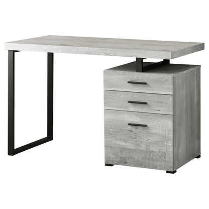 47" Gray and Black Computer Desk With Three Drawers HomeRoots