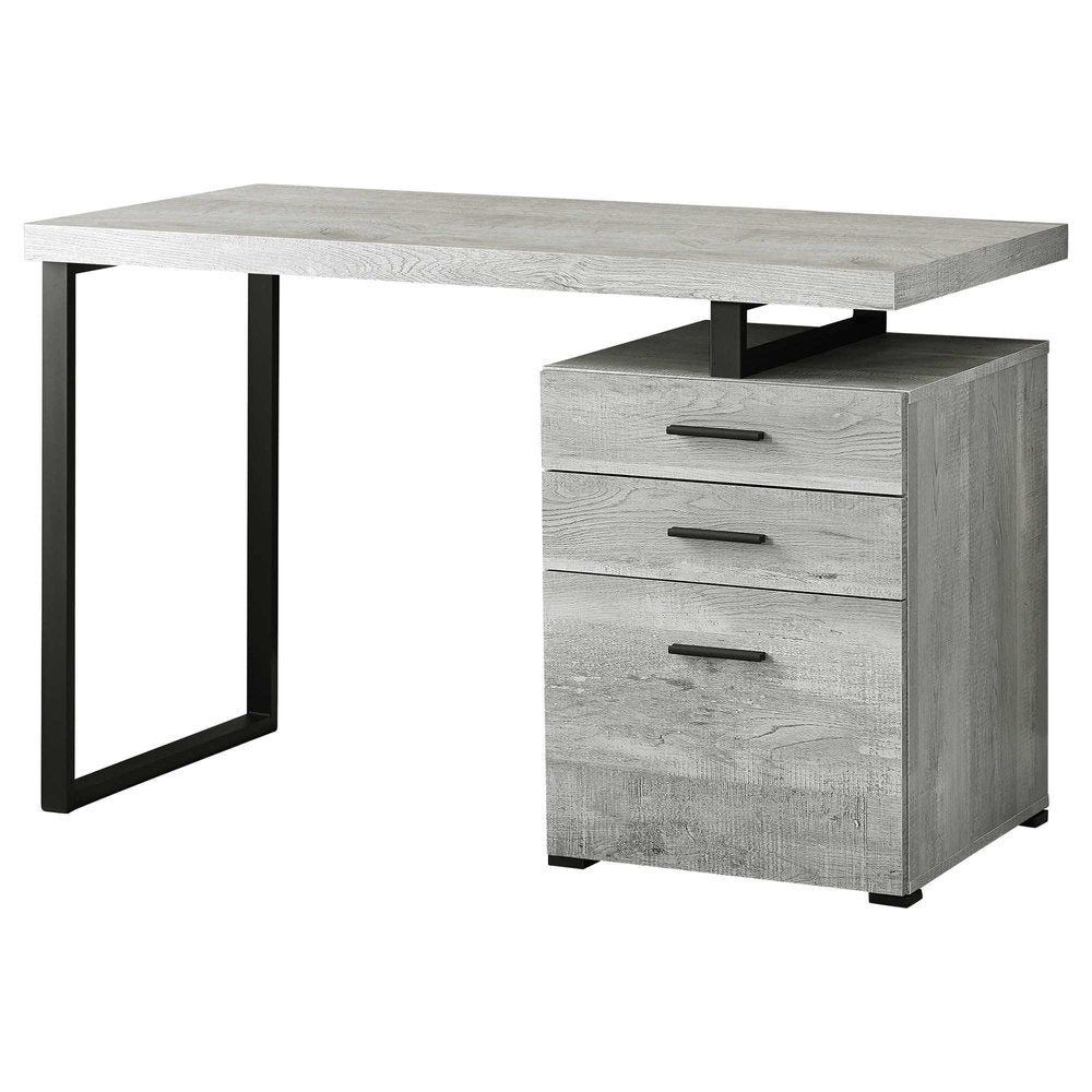 47" Gray and Black Computer Desk With Three Drawers HomeRoots