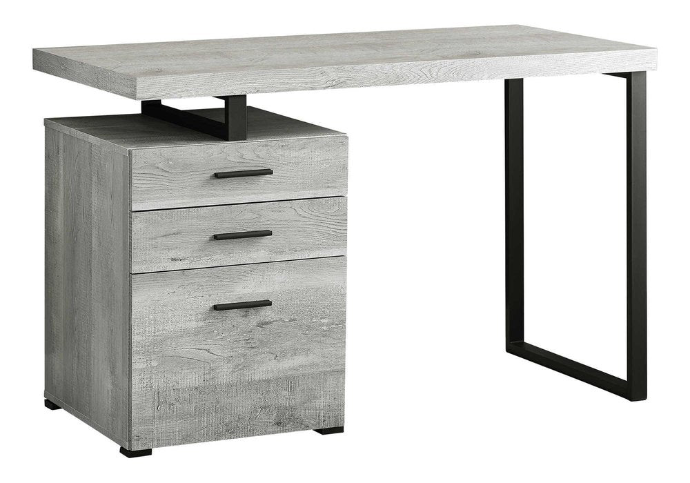 47" Gray and Black Computer Desk With Three Drawers HomeRoots