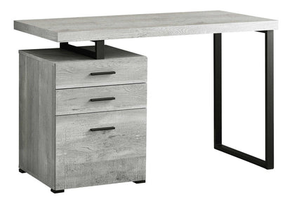 47" Gray and Black Computer Desk With Three Drawers HomeRoots