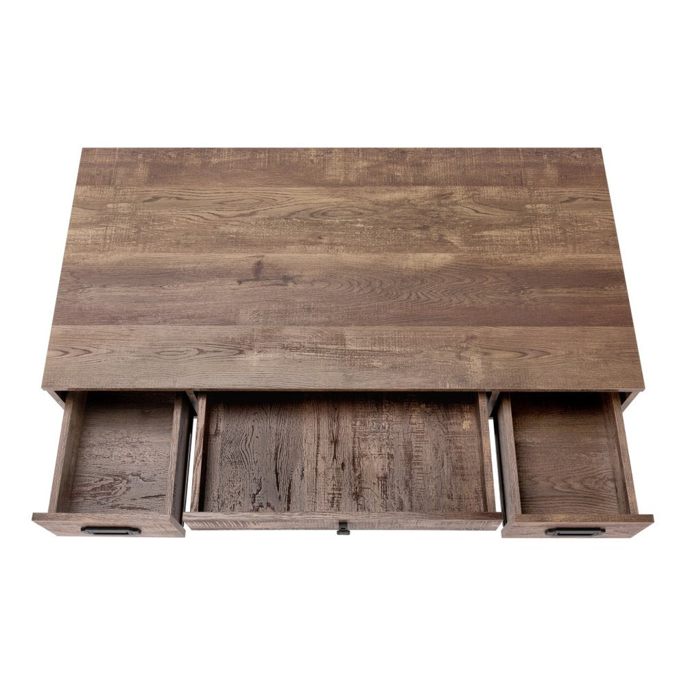 47" Brown and Black Computer Desk With Two Drawers HomeRoots
