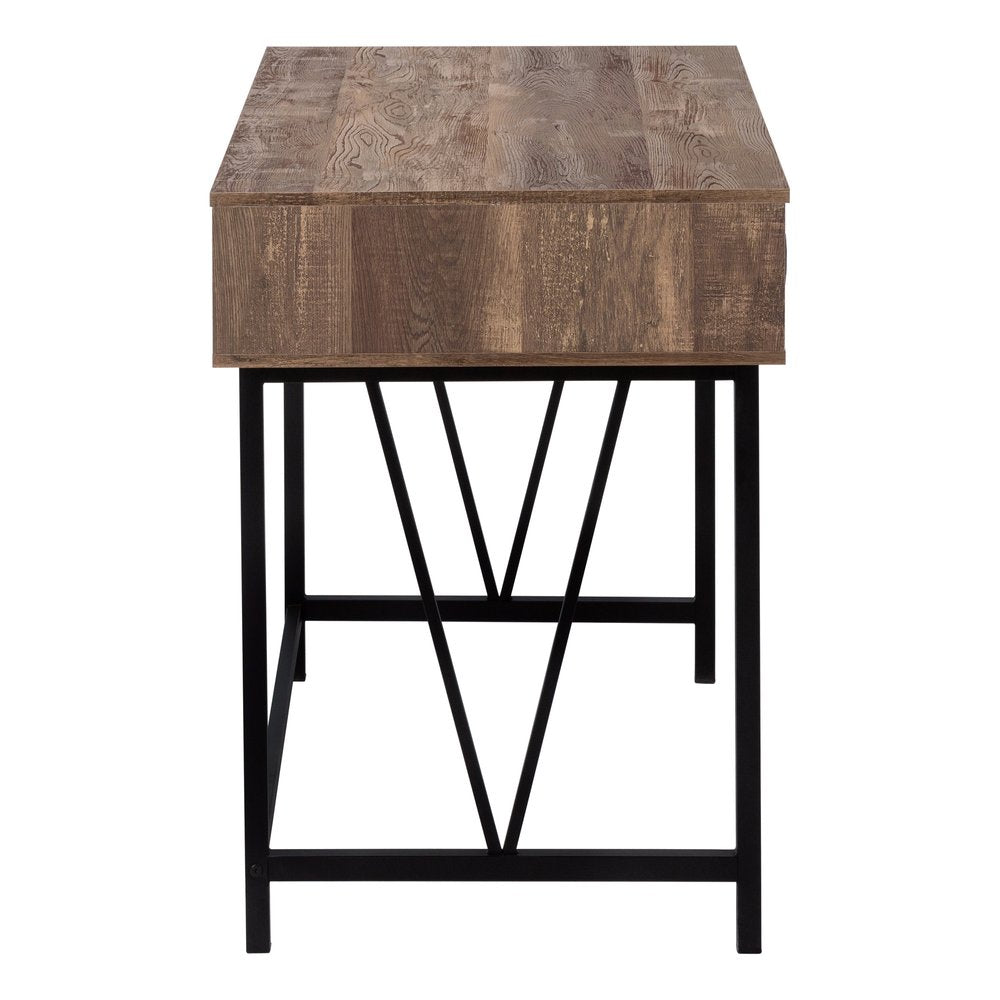 47" Brown and Black Computer Desk With Two Drawers HomeRoots