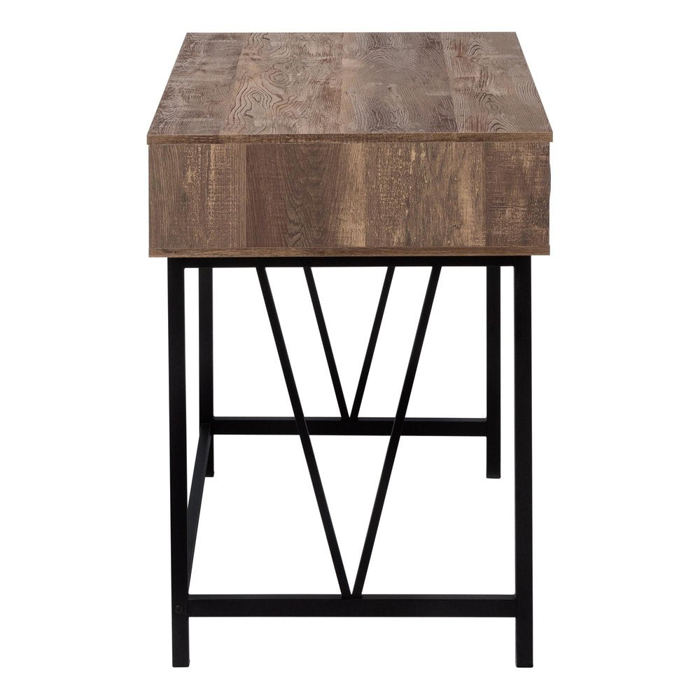 47" Brown and Black Computer Desk With Two Drawers HomeRoots