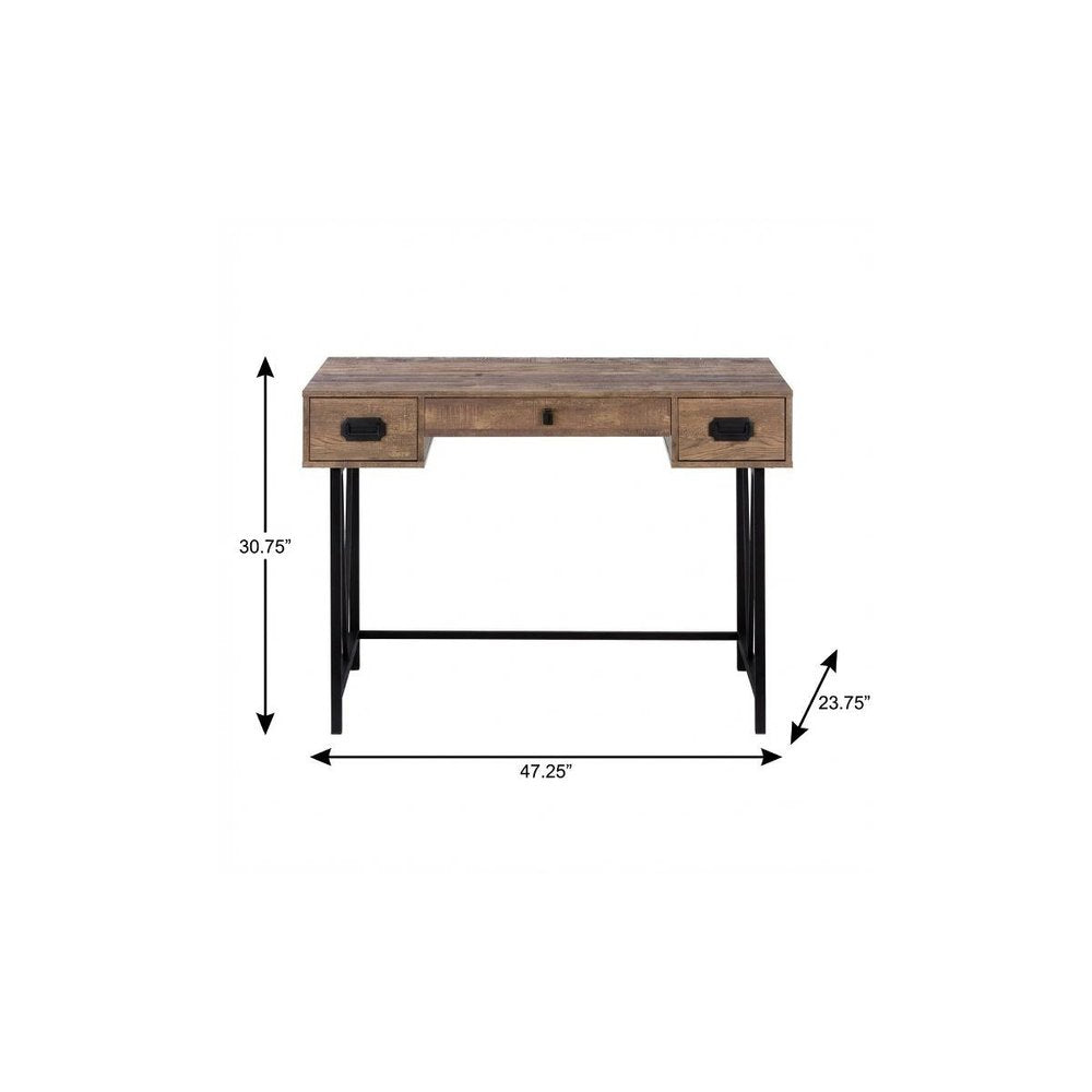 47" Brown and Black Computer Desk With Two Drawers HomeRoots