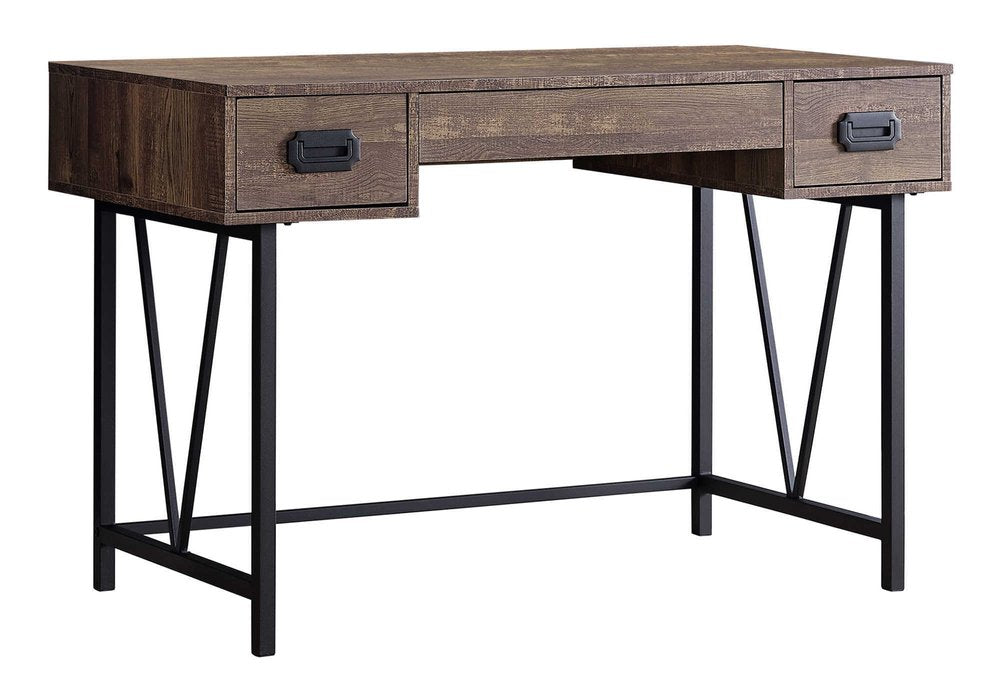 47" Brown and Black Computer Desk With Two Drawers HomeRoots