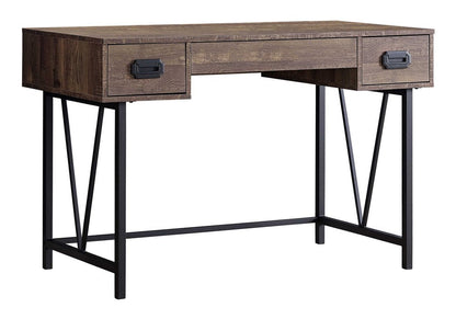 47" Brown and Black Computer Desk With Two Drawers HomeRoots