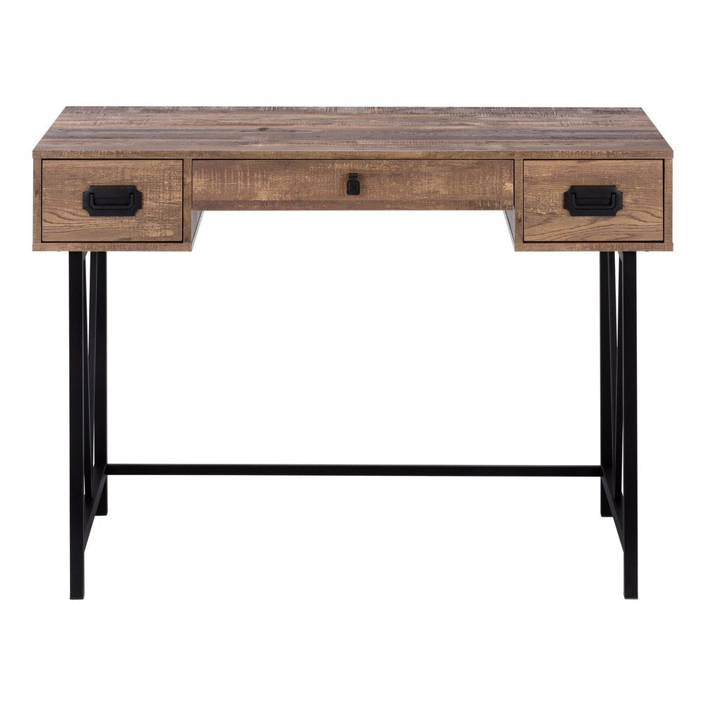 47" Brown and Black Computer Desk With Two Drawers HomeRoots