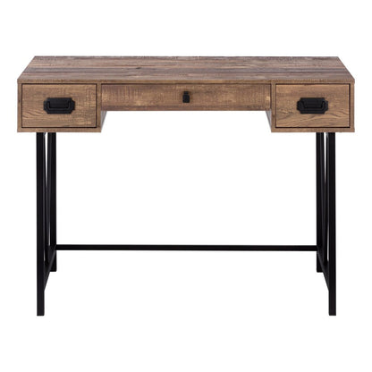 47" Brown and Black Computer Desk With Two Drawers HomeRoots