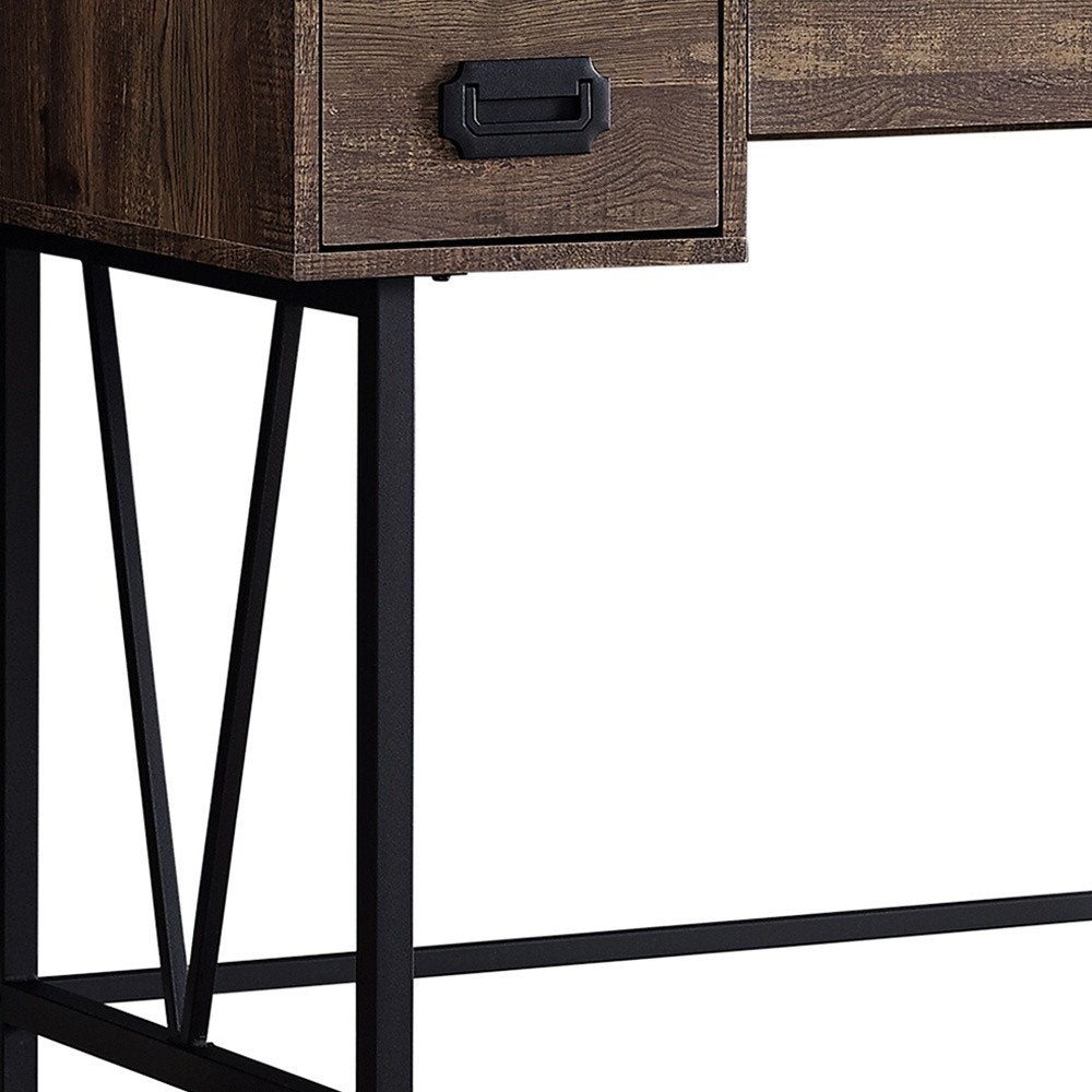 47" Brown and Black Computer Desk With Two Drawers HomeRoots