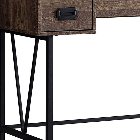 47" Brown and Black Computer Desk With Two Drawers HomeRoots