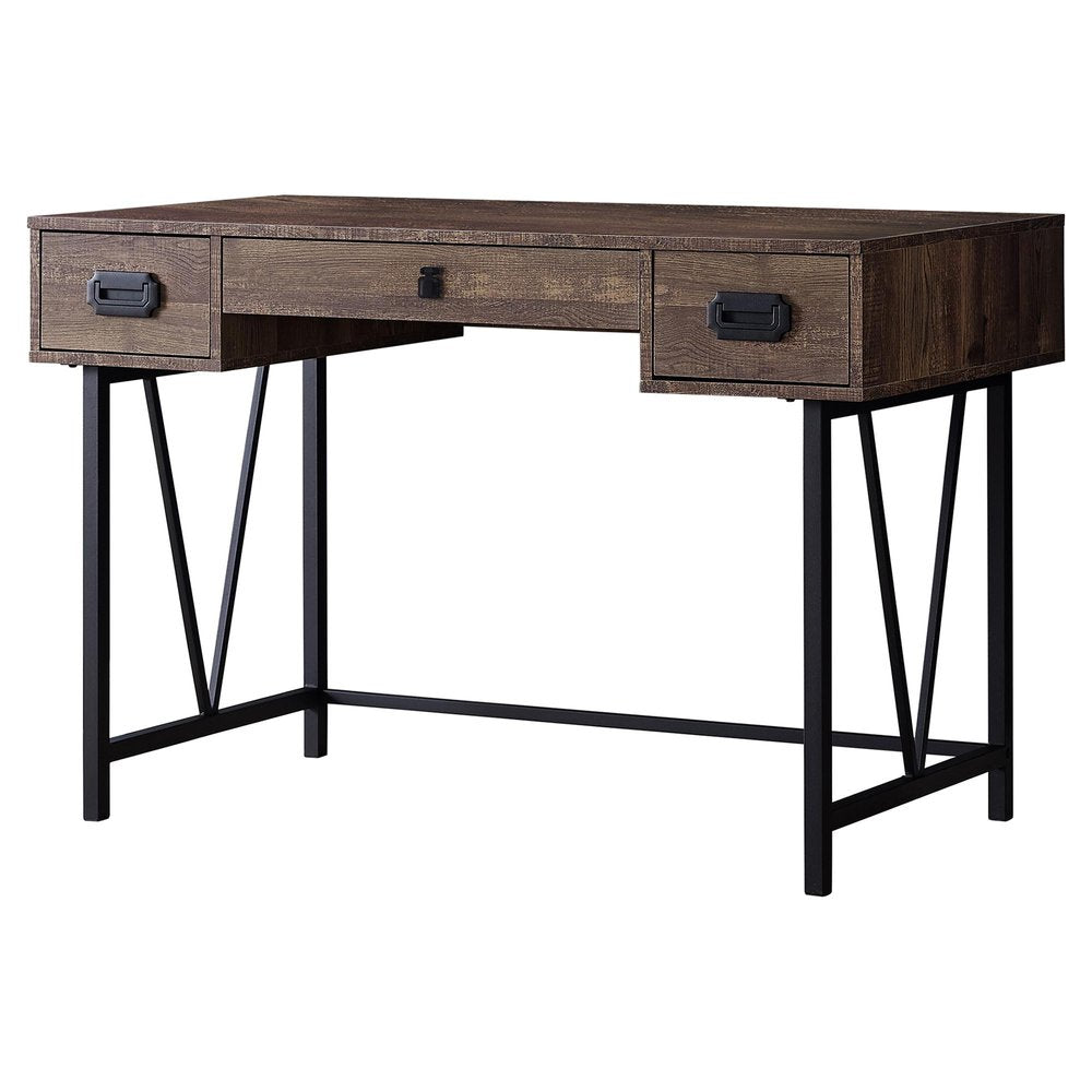 47" Brown and Black Computer Desk With Two Drawers HomeRoots