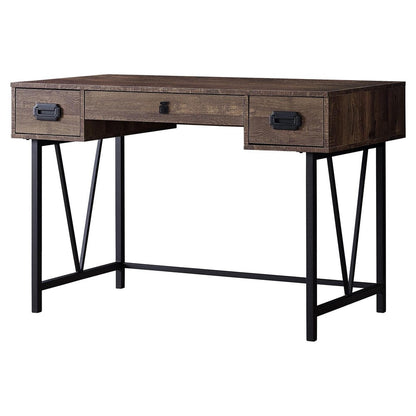 47" Brown and Black Computer Desk With Two Drawers HomeRoots