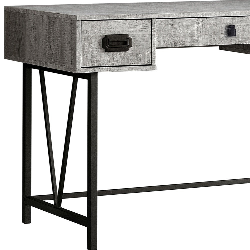 47" Brown and Black Computer Desk With Two Drawers HomeRoots