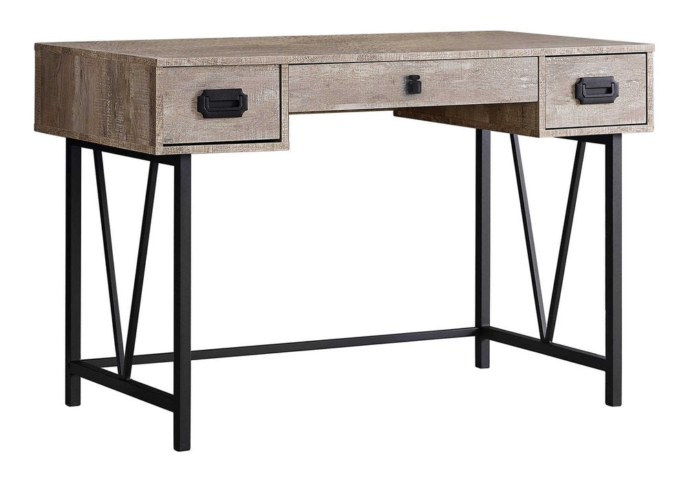 47" Taupe and Black Computer Desk With Three Drawers HomeRoots