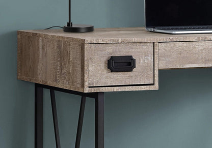 47" Taupe and Black Computer Desk With Three Drawers HomeRoots