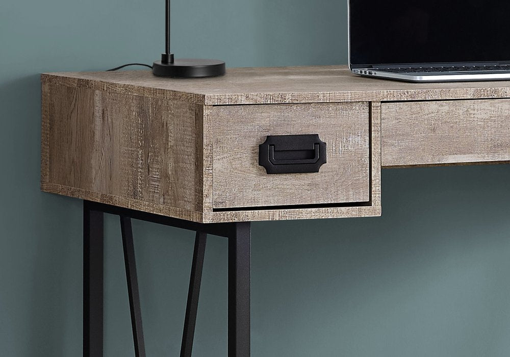 47" Taupe and Black Computer Desk With Three Drawers HomeRoots