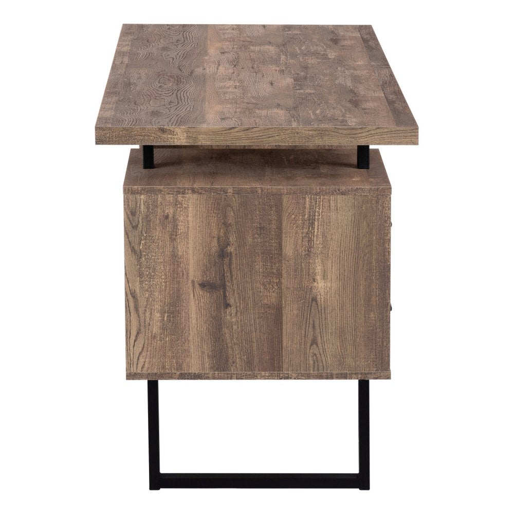 60" Gray and Black Computer Desk With Three Drawers HomeRoots