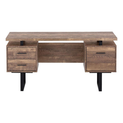 60" Gray and Black Computer Desk With Three Drawers HomeRoots