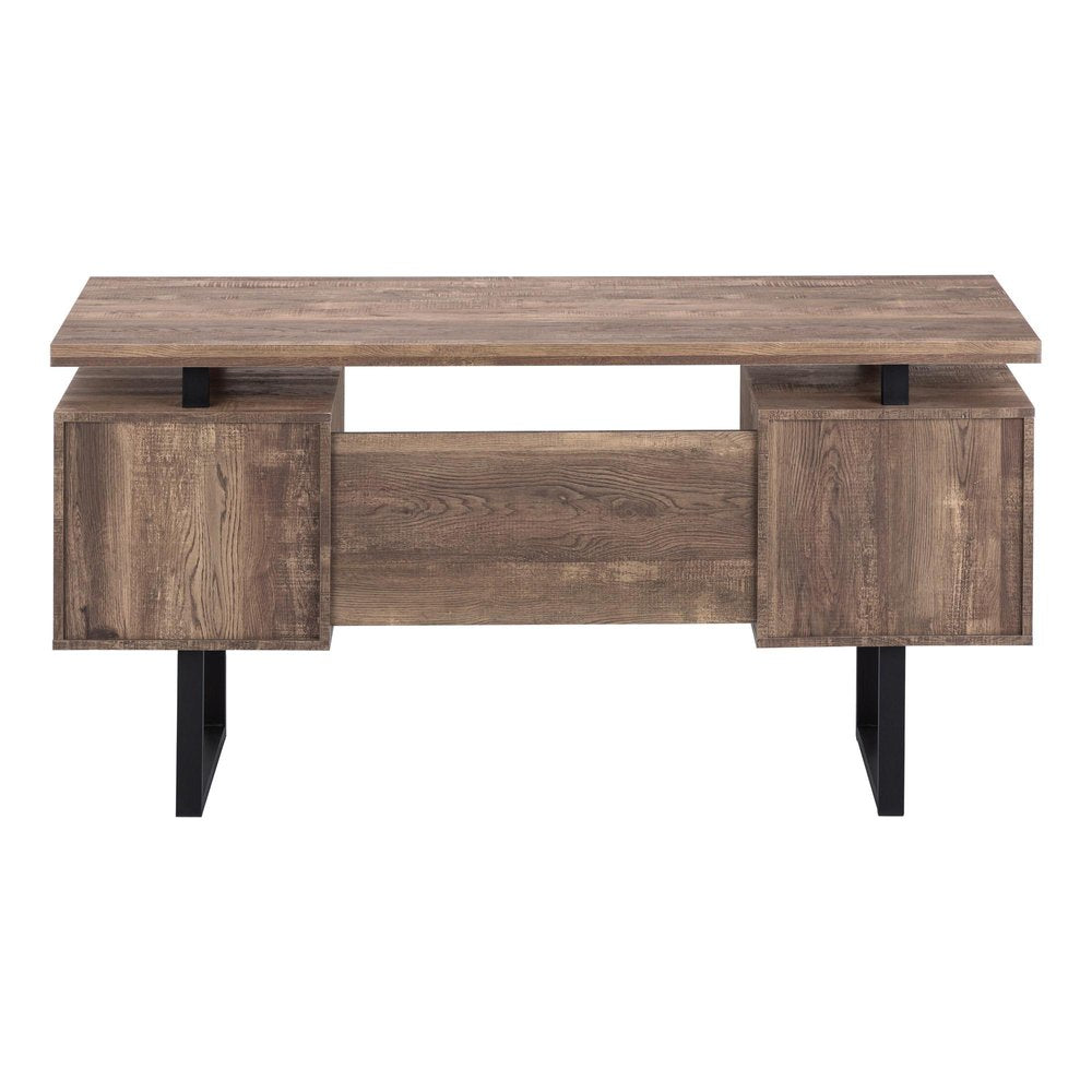 60" Gray and Black Computer Desk With Three Drawers HomeRoots