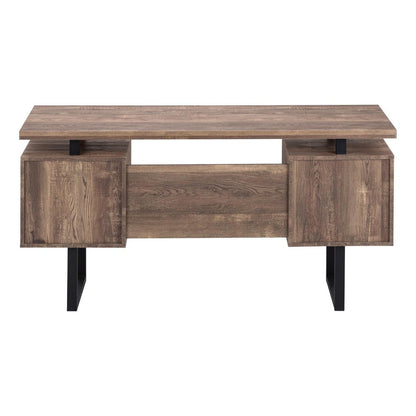 60" Gray and Black Computer Desk With Three Drawers HomeRoots