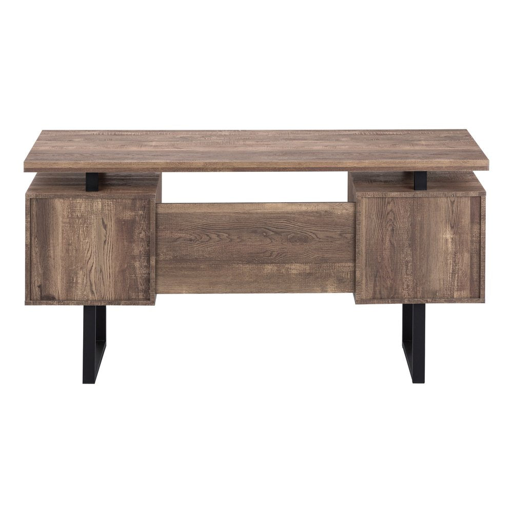 60" Taupe and Black Computer Desk With Three Drawers HomeRoots