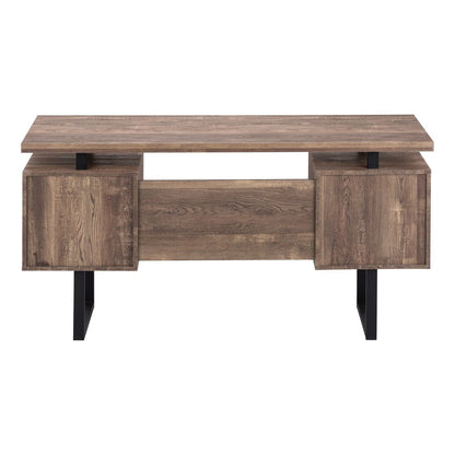 60" Taupe and Black Computer Desk With Three Drawers HomeRoots
