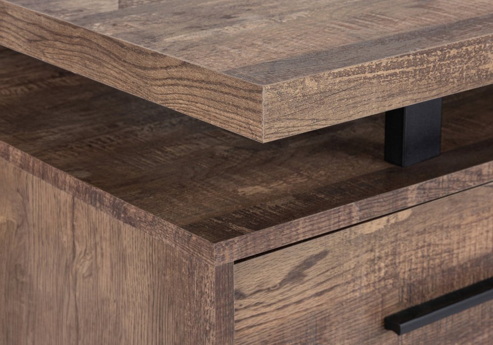 60" Gray and Black Computer Desk With Three Drawers HomeRoots