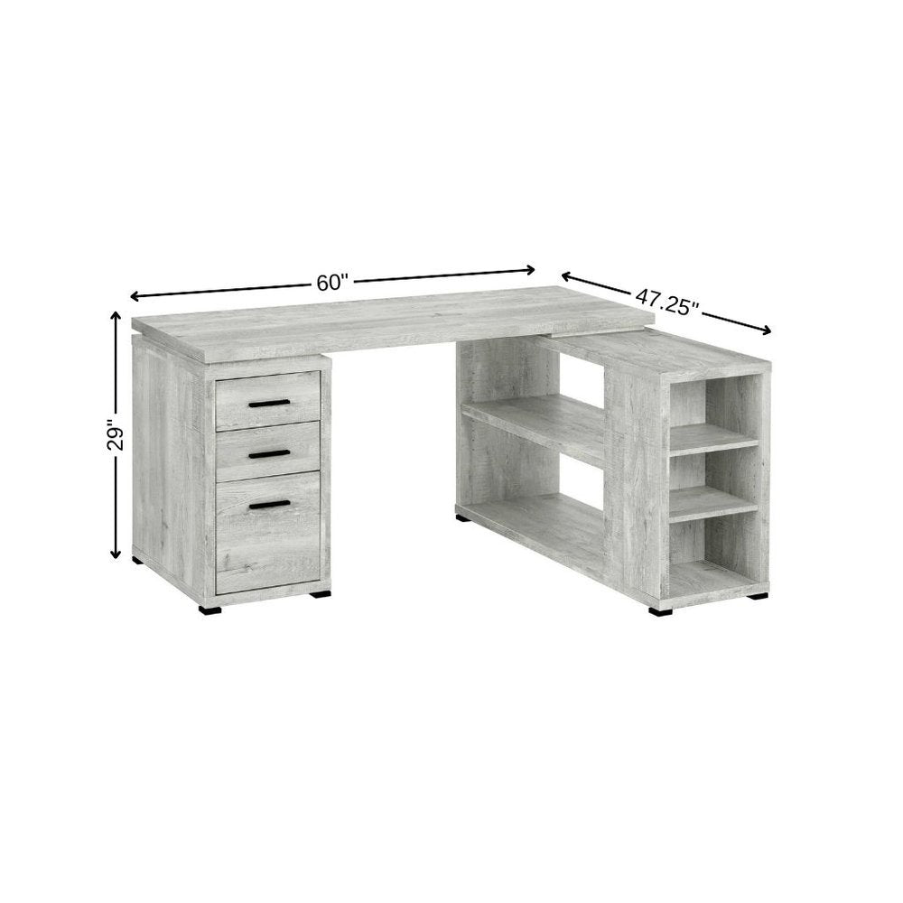 60" Taupe L Shape Computer Desk With Three Drawers HomeRoots