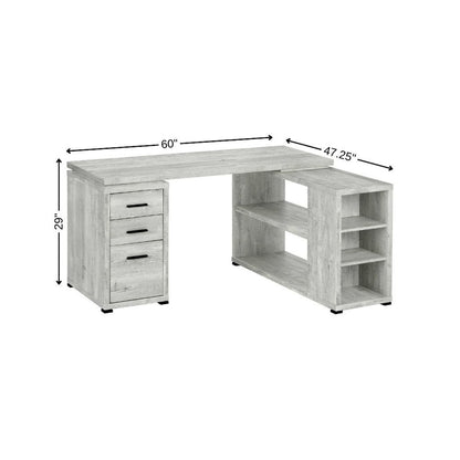 60" Taupe L Shape Computer Desk With Three Drawers HomeRoots