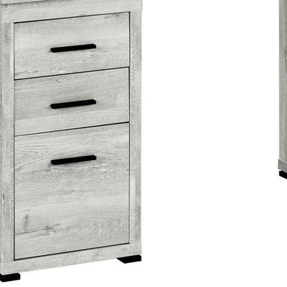 60" Taupe L Shape Computer Desk With Three Drawers HomeRoots