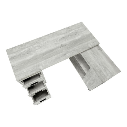 60" Taupe L Shape Computer Desk With Three Drawers HomeRoots