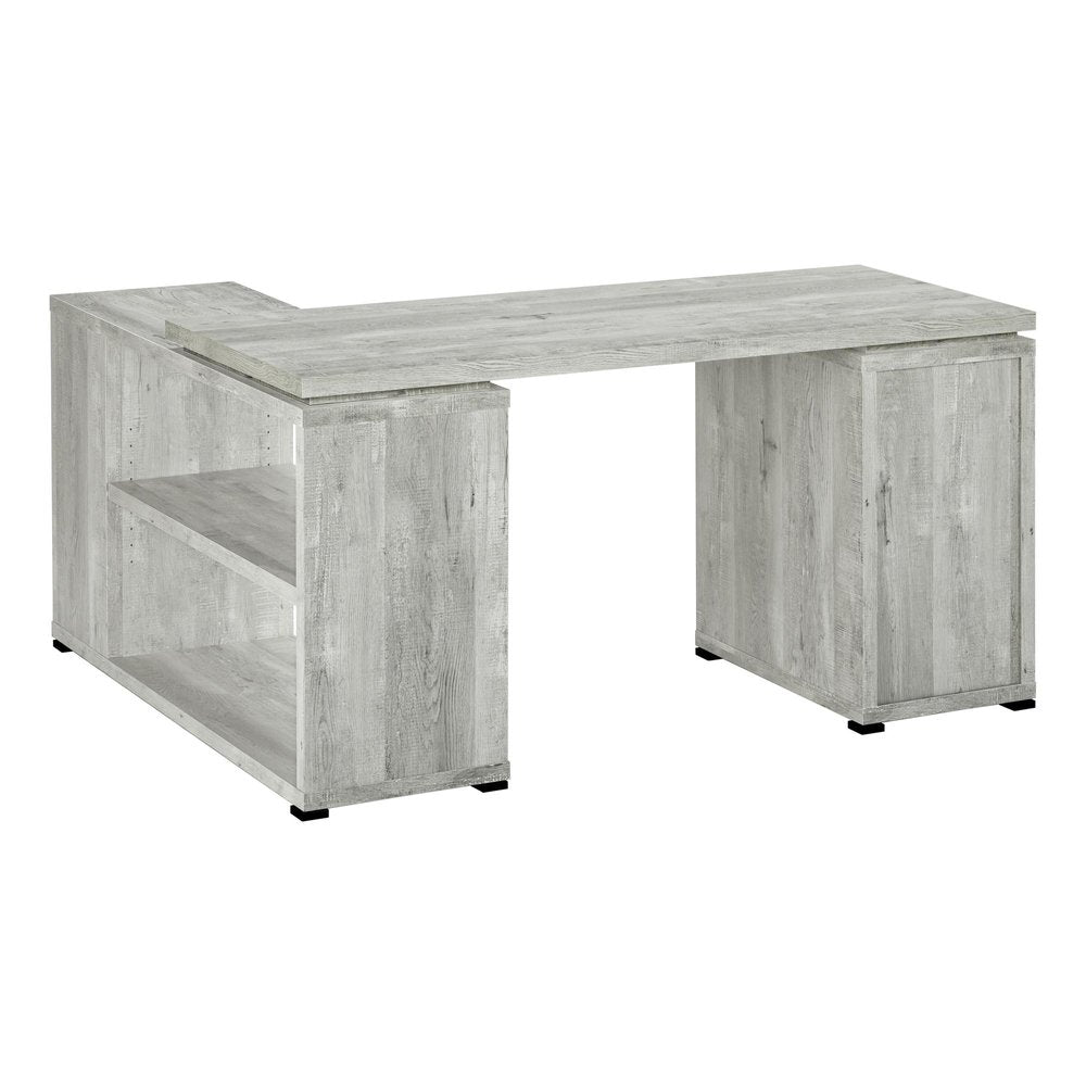 60" Taupe L Shape Computer Desk With Three Drawers HomeRoots