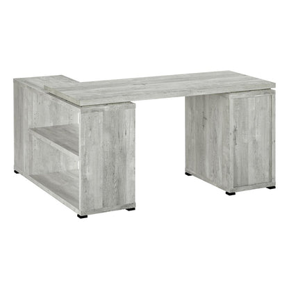60" Taupe L Shape Computer Desk With Three Drawers HomeRoots