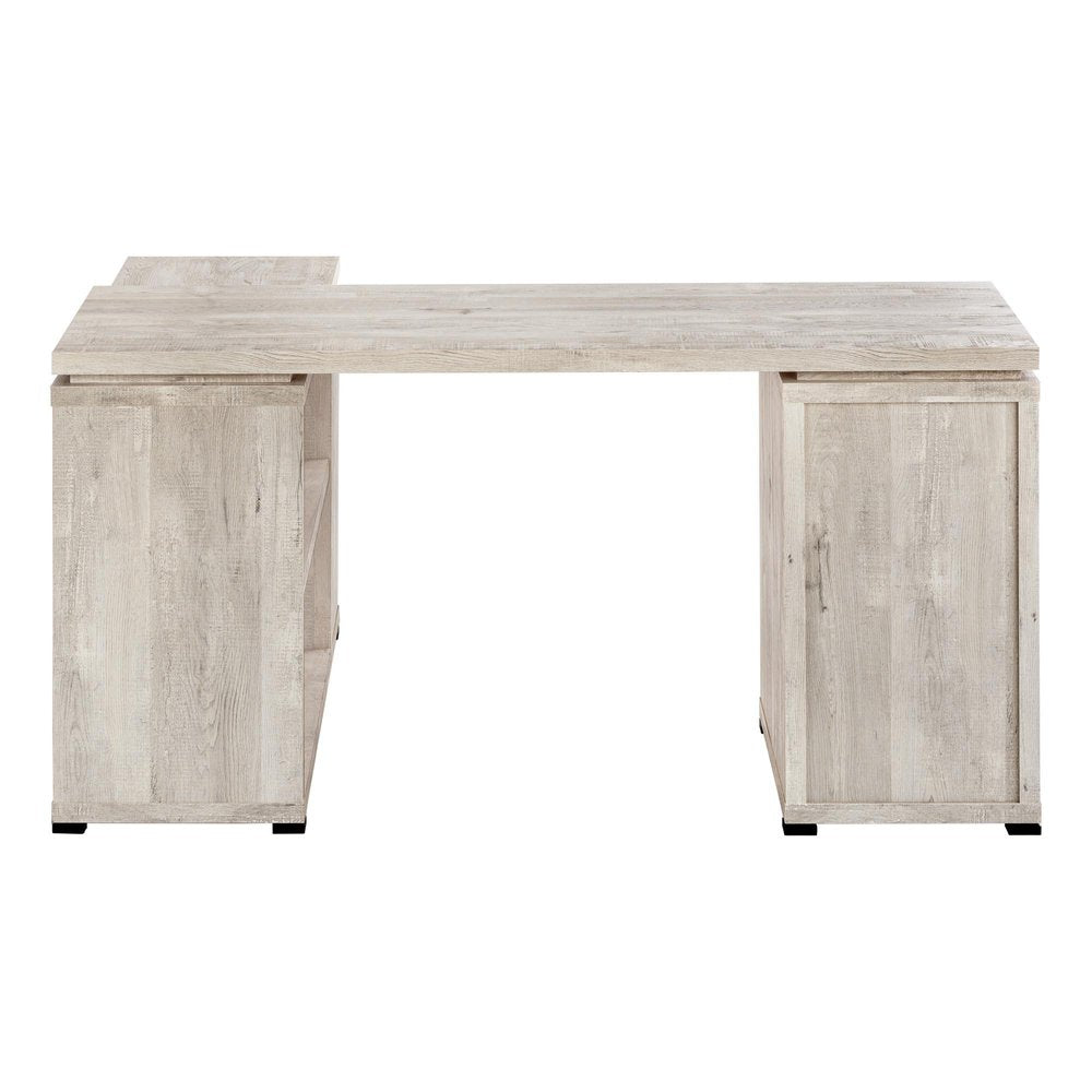 60" Taupe L Shape Computer Desk With Three Drawers HomeRoots