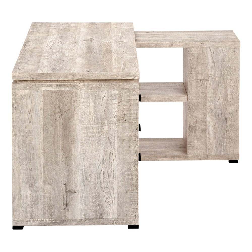 60" Taupe L Shape Computer Desk With Three Drawers HomeRoots