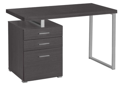 47" Gray and Silver Computer Desk With Three Drawers HomeRoots